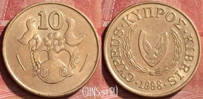 Кипр 10 центов 1998 года, KM# 56.3, 270l-136