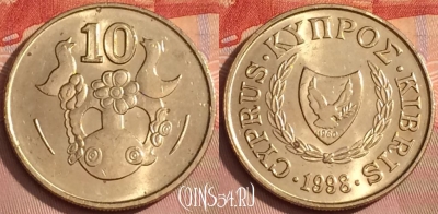 Кипр 10 центов 1998 года, KM# 56.3, 355k-023