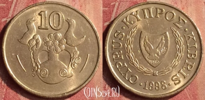 Кипр 10 центов 1998 года, KM# 56.3, 402n-135