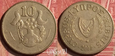 Кипр 10 центов 2002 года, KM# 56.3, 200n-049
