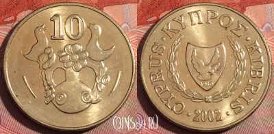 Кипр 10 центов 2002 года, KM# 56.3, 250a-135