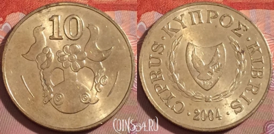 Кипр 10 центов 2004 года, KM# 56.3, 107b-071
