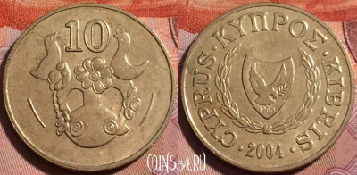 Кипр 10 центов 2004 года, KM# 56.3, 118b-038