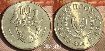 Кипр 10 центов 2004 года, KM# 56.3, s218t-047