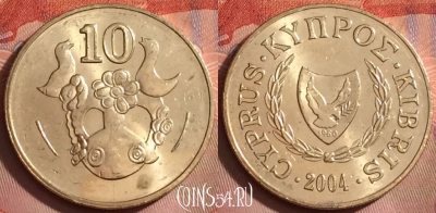 Кипр 10 центов 2004 года, KM# 56.3, 257k-100