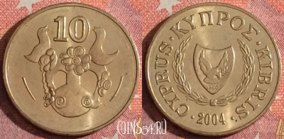 Кипр 10 центов 2004 года, KM# 56.3, 348-112