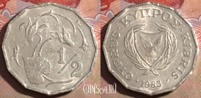 Кипр 1/2 цента 1983 года, KM# 52, 219a-034