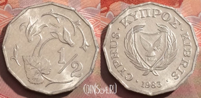 Кипр 1/2 цента 1983 года, KM# 52, 255a-018