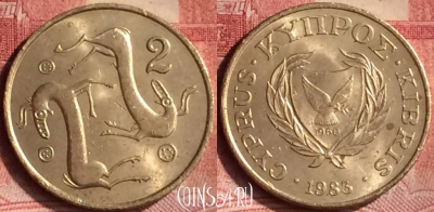 Кипр 2 цента 1983 года, KM# 54.1, 120m-048