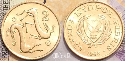 Кипр 2 цента 1988 года, KM# 54.2, a094-029