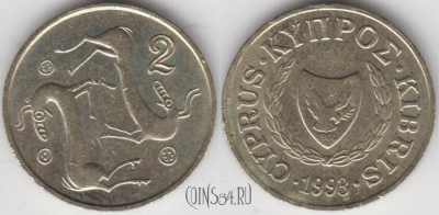Кипр 2 цента 1993 года, KM# 54.3, 131-136