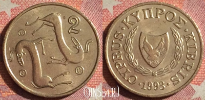 Кипр 2 цента 1993 года, KM# 54.3, 373-051