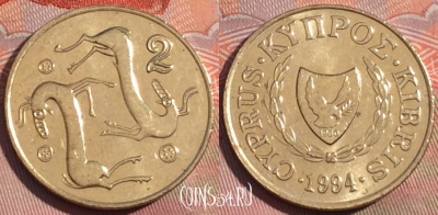Кипр 2 цента 1994 года, KM# 54.3, 263a-018