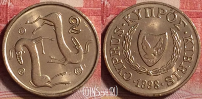 Кипр 2 цента 1998 года, KM# 54.3, 216j-113
