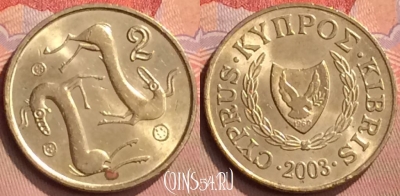 Кипр 2 цента 2003 года, KM# 54.3, 428-121