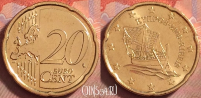 Кипр 20 евроцентов 2008 года, KM# 82, UNC, 121k-030
