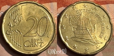 Кипр 20 евроцентов 2008 года, KM# 82, 467s-605