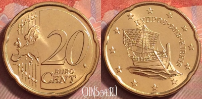 Кипр 20 евроцентов 2013 года, KM# 82, UNC, 122k-053