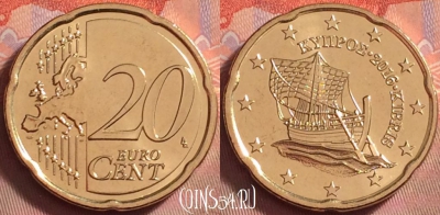 Кипр 20 евроцентов 2016 года, KM# 82, UNC, 121k-045