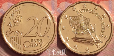 Кипр 20 евроцентов 2017 года, KM# 82, UNC, 121k-062