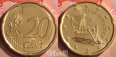 Кипр 20 евроцентов 2017 года, KM# 82, UNC, 236m-004