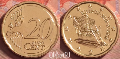 Кипр 20 евроцентов 2018 года, KM# 82, UNC, 121k-059