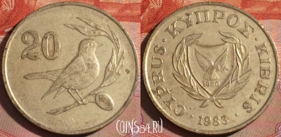 Кипр 20 центов 1983 года, KM# 57.1, 121b-095