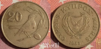 Кипр 20 центов 1983 года, KM# 57.1, 348-028