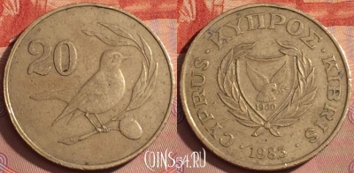 Кипр 20 центов 1983 года, KM# 57.1, 359k-095
