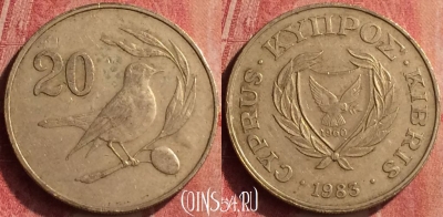 Кипр 20 центов 1983 года, KM# 57.1, 383n-041