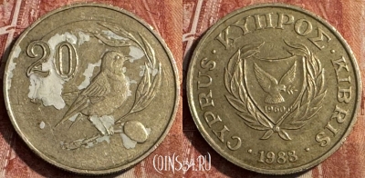 Кипр 20 центов 1988 года, KM# 57.2, 229s-081