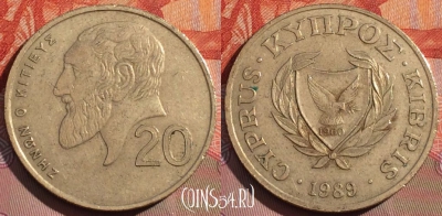 Кипр 20 центов 1989 года, KM# 62.1, 264a-064