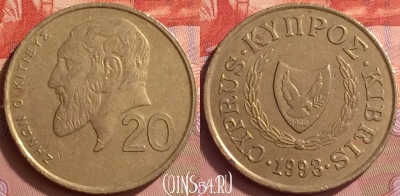 Кипр 20 центов 1993 года, KM# 62.2, 055l-095