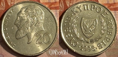 Кипр 20 центов 1993 года, KM# 62.2, s076t-100 ♛
