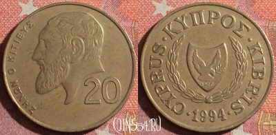 Кипр 20 центов 1994 года, KM# 62.2, 348-130