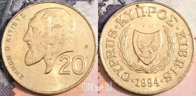 Кипр 20 центов 1994 года, KM# 62.2, a084-055