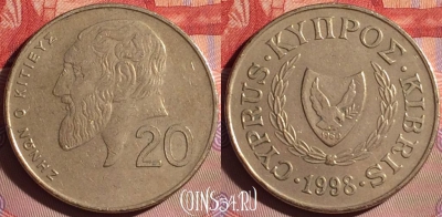 Кипр 20 центов 1998 года, KM# 62.2, 075j-015