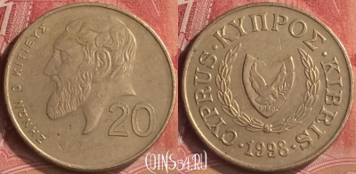 Кипр 20 центов 1998 года, KM# 62.2, 186m-094
