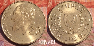 Кипр 20 центов 1998 года, KM# 62.2, 263a-034
