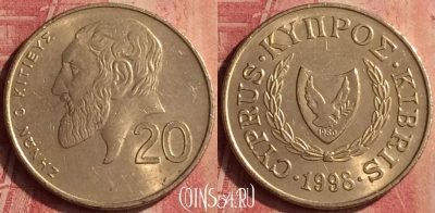 Кипр 20 центов 1998 года, KM# 62.2, 416n-114