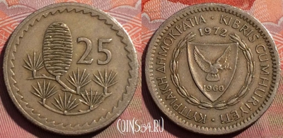Кипр 25 милс 1972 года, KM# 40, 256a-104