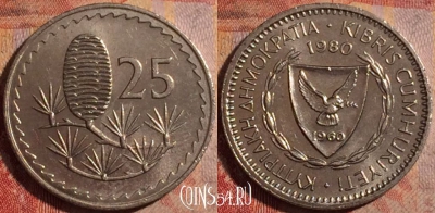 Кипр 25 милс 1980 года, KM# 40, 175a-013