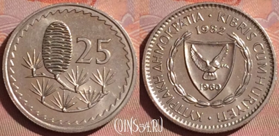 Кипр 25 милс 1982 года, KM# 40, 050i-193