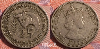 Кипр 25 милс 1955 года, KM# 35, 179-113