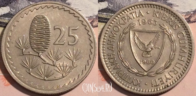 Кипр 25 милс 1963 года, KM# 40, a141-107