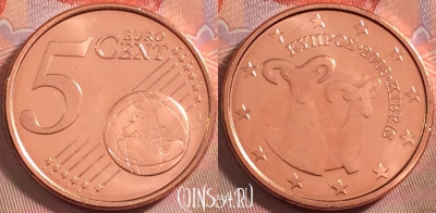 Кипр 5 евроцентов 2008 года, KM# 80, UNC, 104k-031