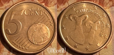 Кипр 5 евроцентов 2008 года, KM# 80, UNC, 513s-130