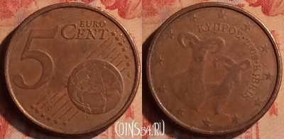Кипр 5 евроцентов 2009 года, KM# 80, 413-109