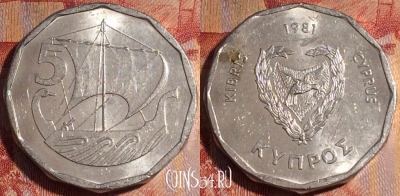 Кипр 5 милс 1981 года, KM# 50.1, 160a-102