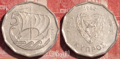 Кипр 5 милс 1982 года, KM# 50.2, 060c-021